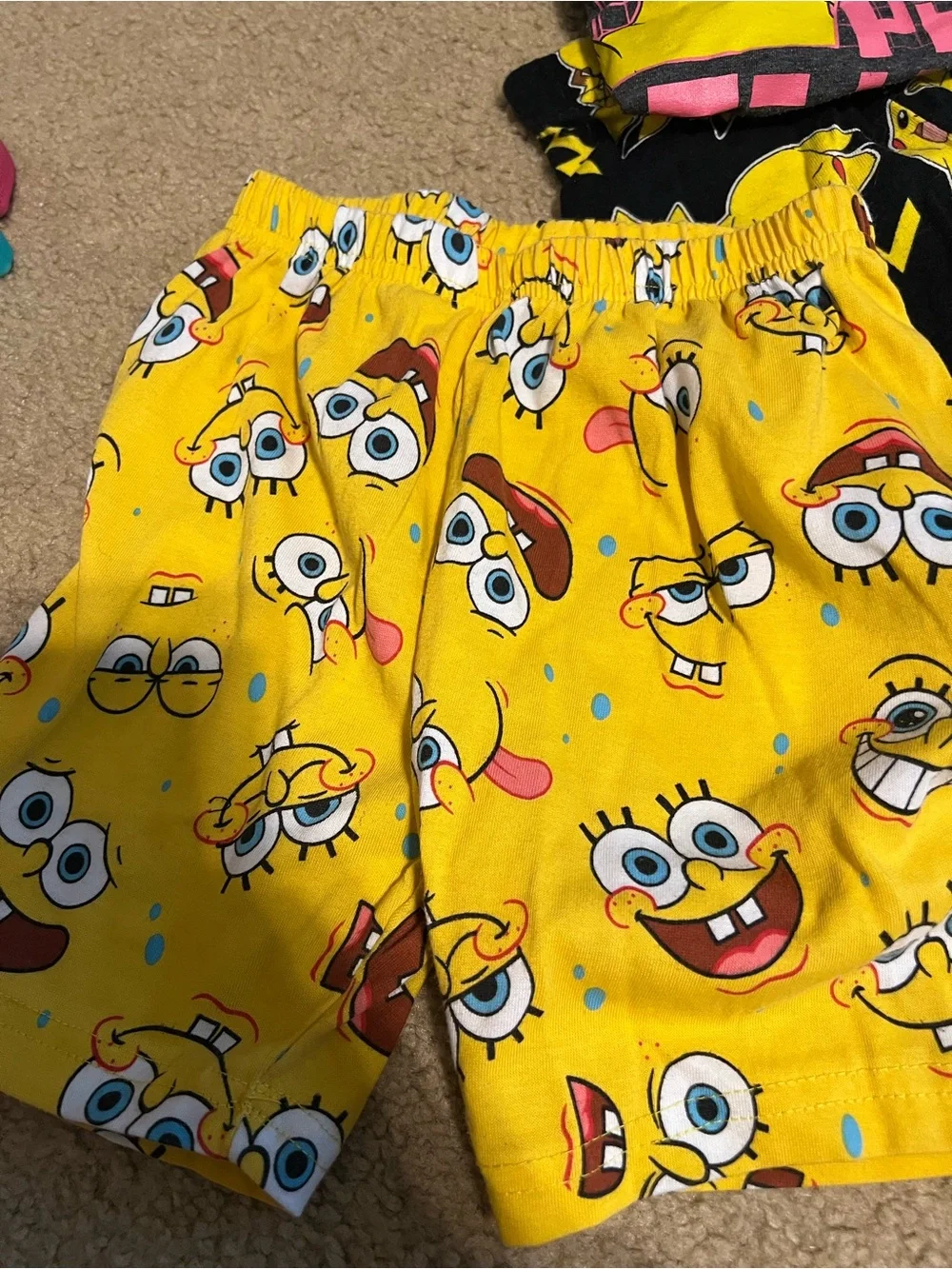 Kids Yellow SpongeBob & Pikachu Pajama Set - 3 Pieces